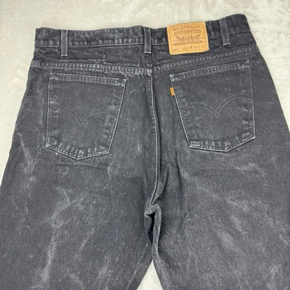 Vtg 90s Levi's 550 Black Orange Tab Jeans USA 38x32‎ (36x32) Grunge Tapered Fit